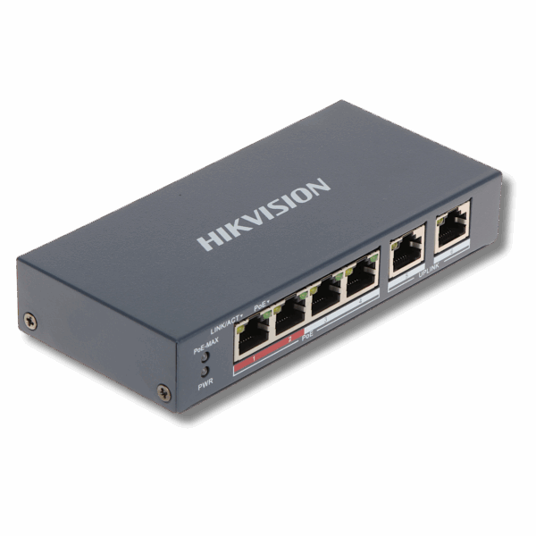 Switch Hikvision 6-portowy 4xPoE DS-3E0106P-E/M
